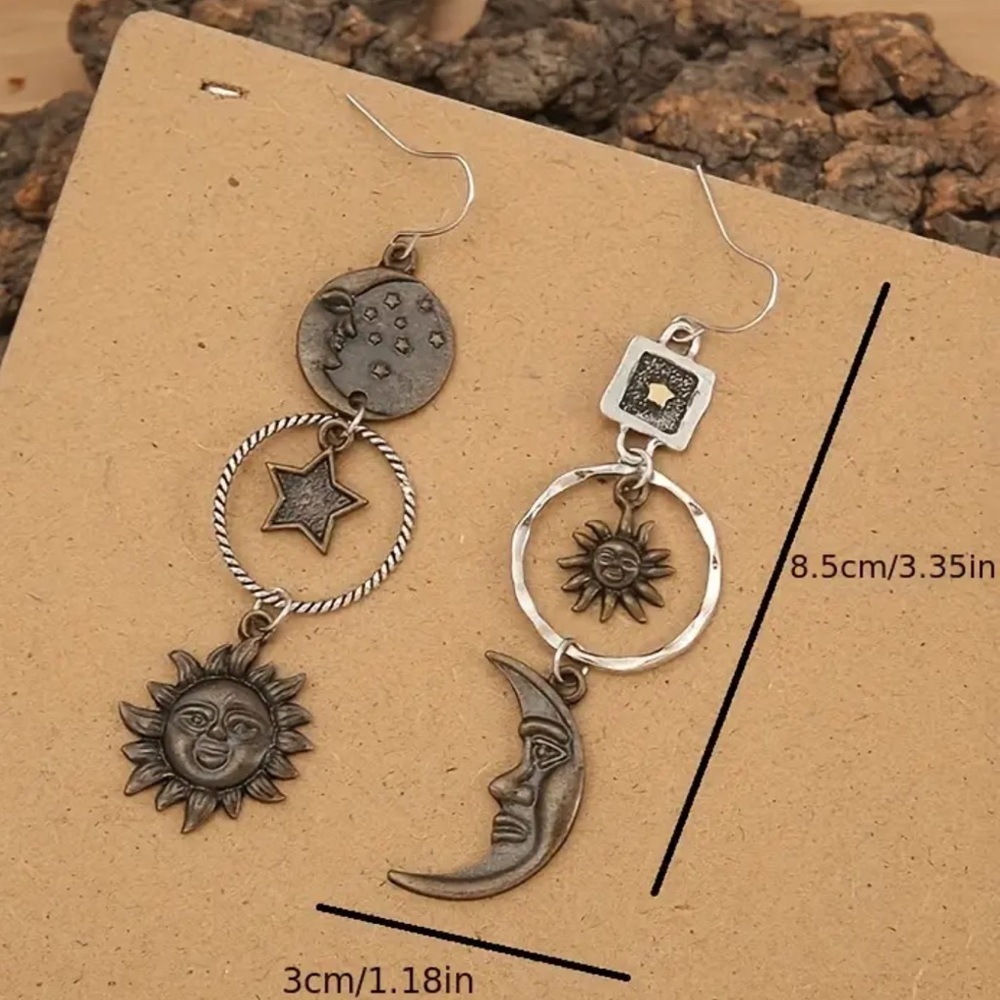Moon sun stars earrings - Picture 5 of 6